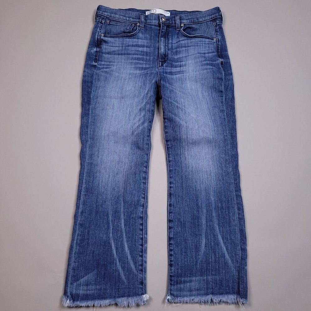 AYR The Bomb Pop Jeans Cropped Raw Hem Straight Leg Preppy Size 33S 33x24